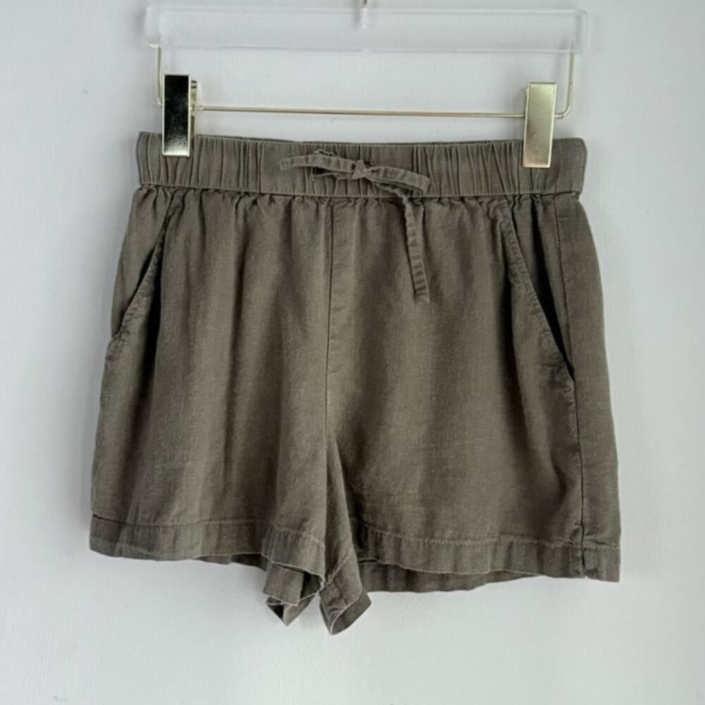 Marine Layer Hemp Drawstring Shorts Women Size XS Olive Green Beachy Coastal